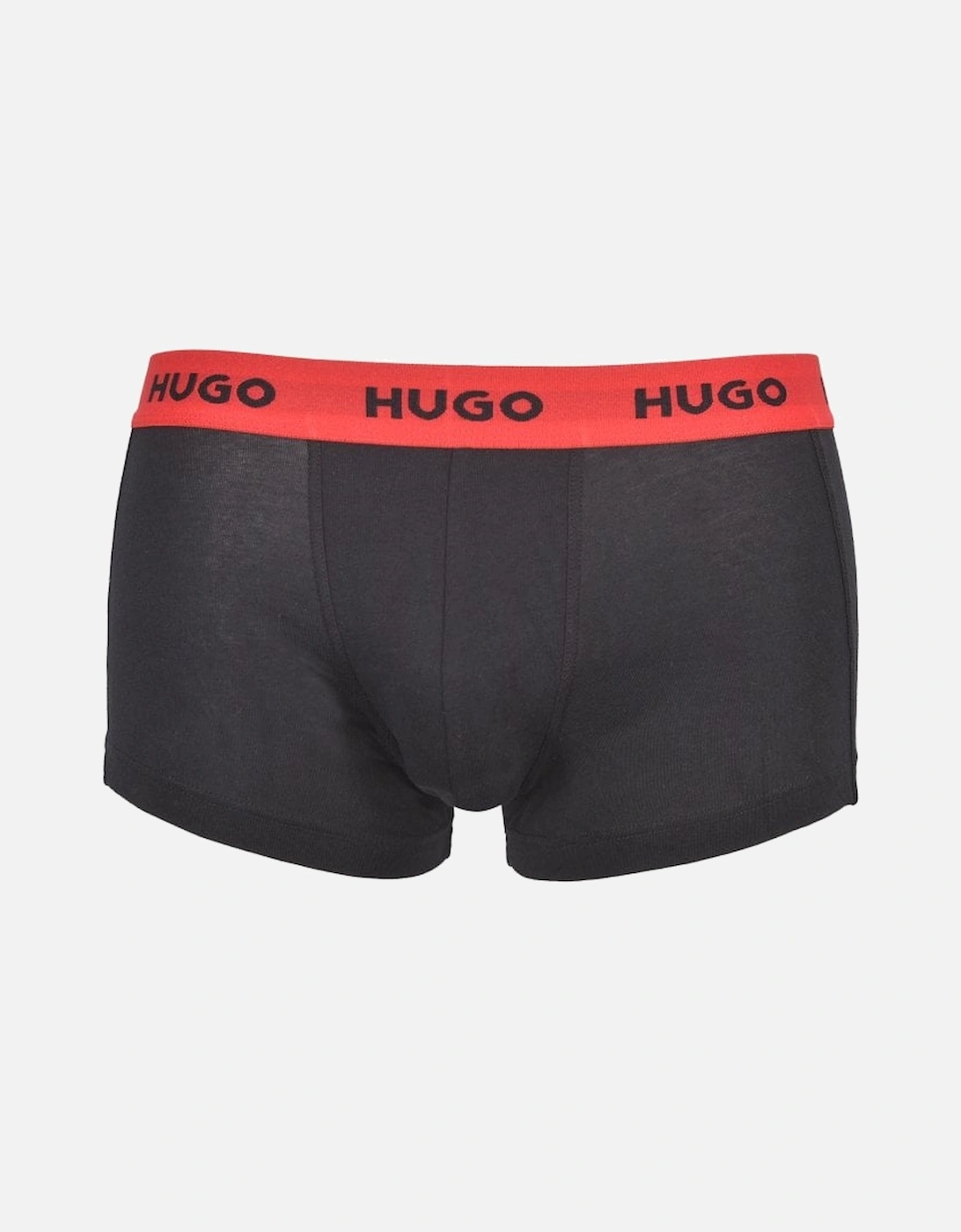 3-Pack Classic Logo Boxer Trunks, Black/Khaki/Red