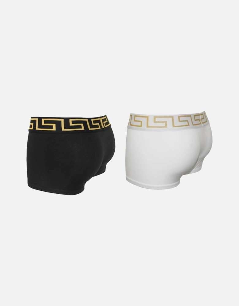 2-Pack Greca Border Boxer Trunks, Black/White