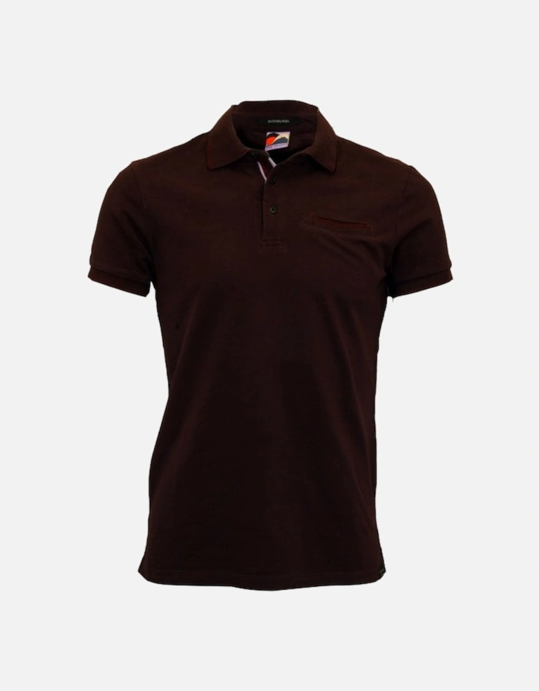 Premium Pique Polo Shirt with pocket and contrast rib details, Burgundy