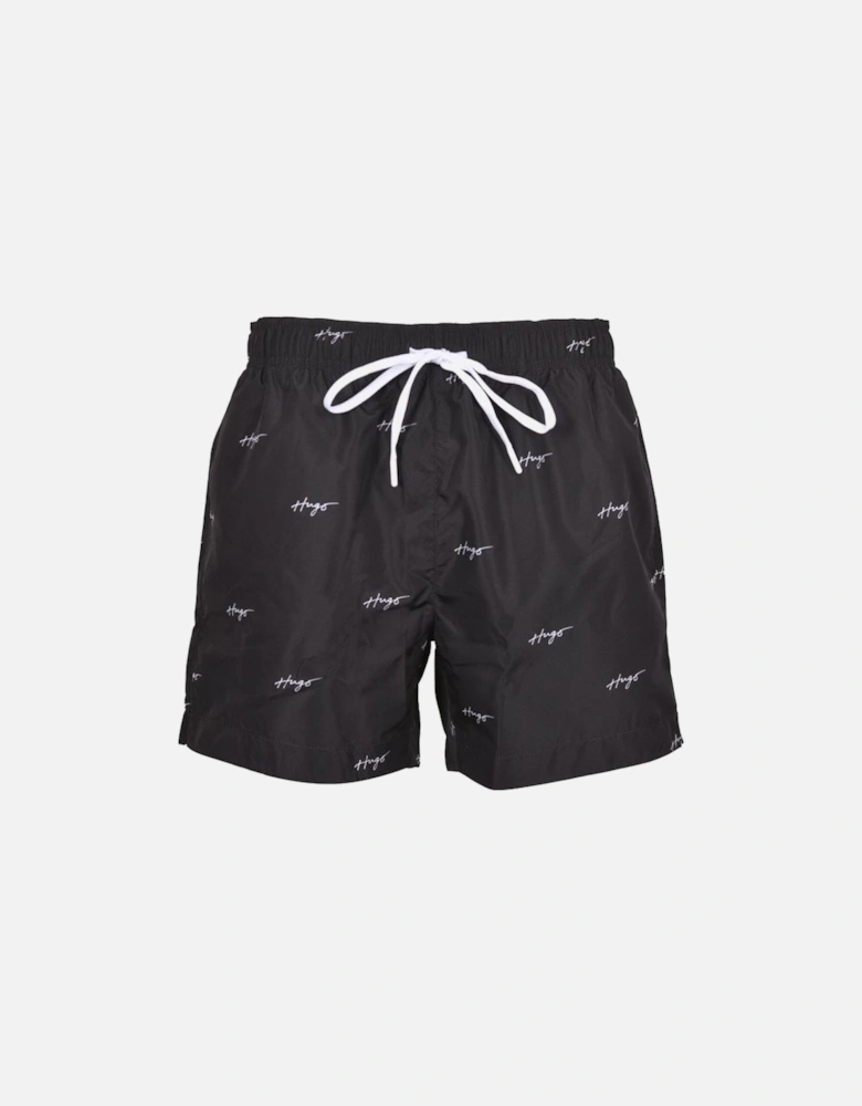 Allover Logo Print Swim Shorts, Black