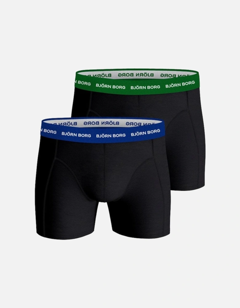 2-Pack Contrast Waistband Boxer Trunks, Black