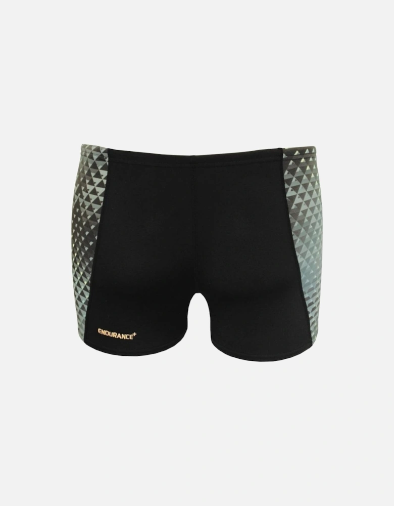 Endurance+ Aqua Shorts with Digital Print Panels, Black/Grey