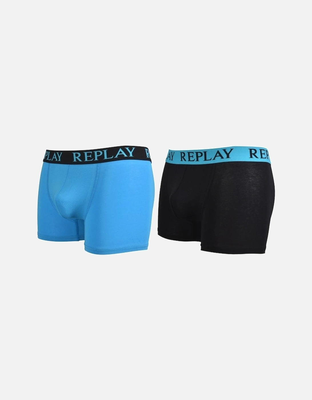 2-Pack Contrast Waistband Boxer Trunks, Black/Blue