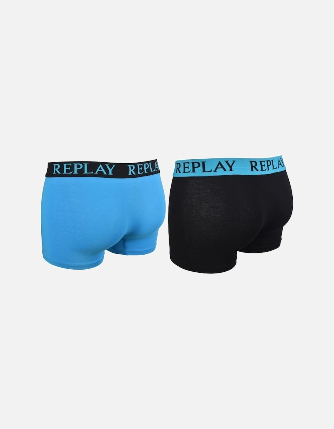 2-Pack Contrast Waistband Boxer Trunks, Black/Blue