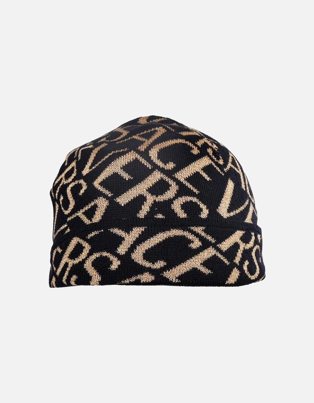 Allover Logo Beanie Hat, Black/Gold, 6 of 5