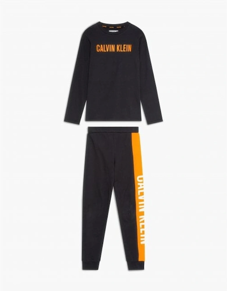 Boys Intense Power Jersey Pyjama Set, Black/orange