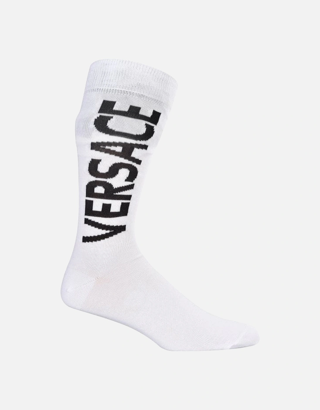Script Logo Sports Socks, White/black