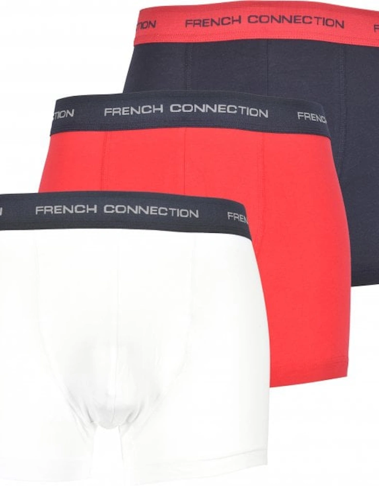 3-Pack Contrast Waistband Boxer Trunks, Red/White/Navy