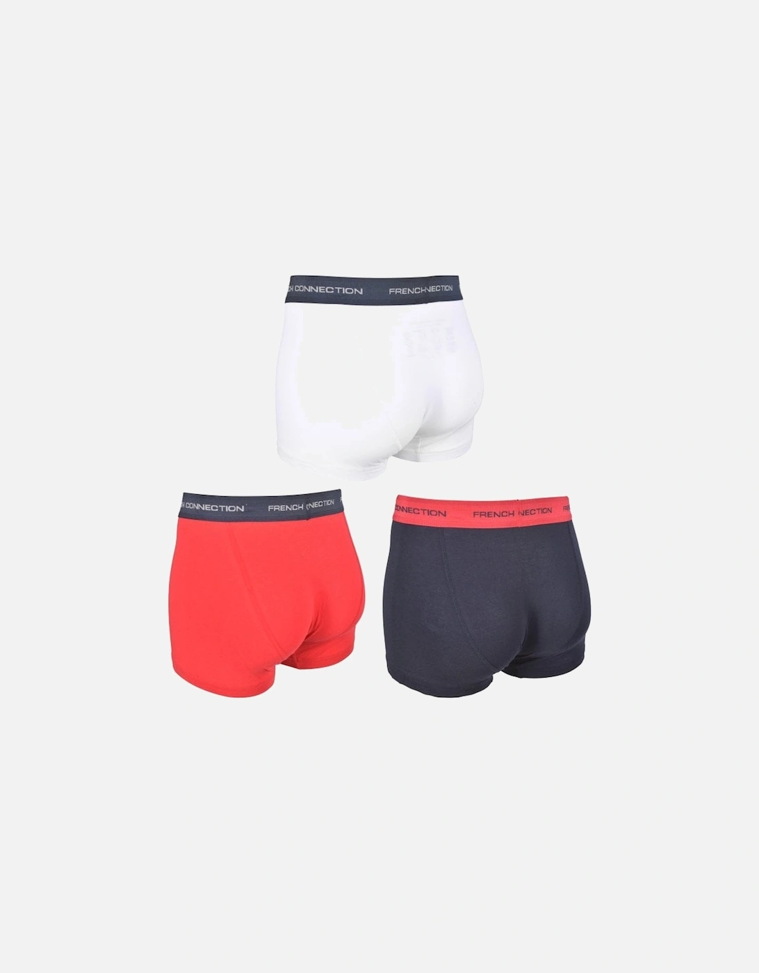 3-Pack Contrast Waistband Boxer Trunks, Red/White/Navy
