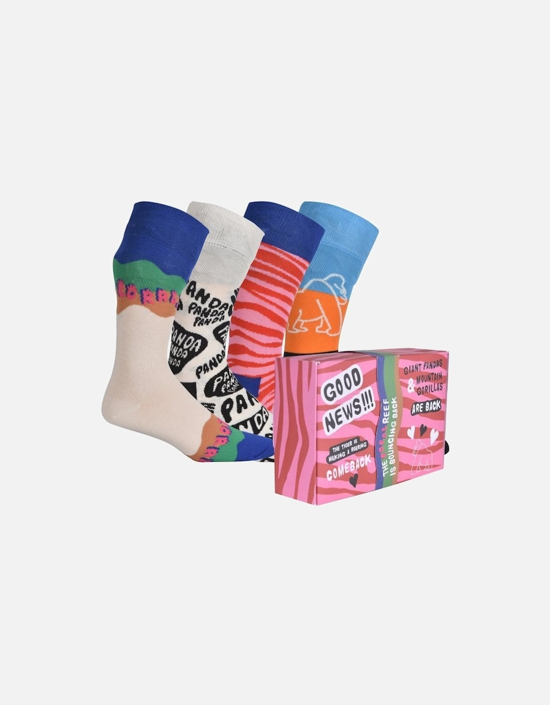 4-Pack WWF Socks Gift Box, White/Pink/Black/multi, 9 of 8