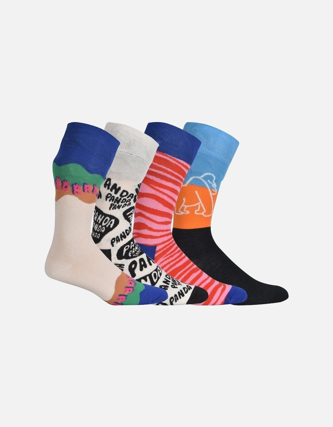 4-Pack WWF Socks Gift Box, White/Pink/Black/multi