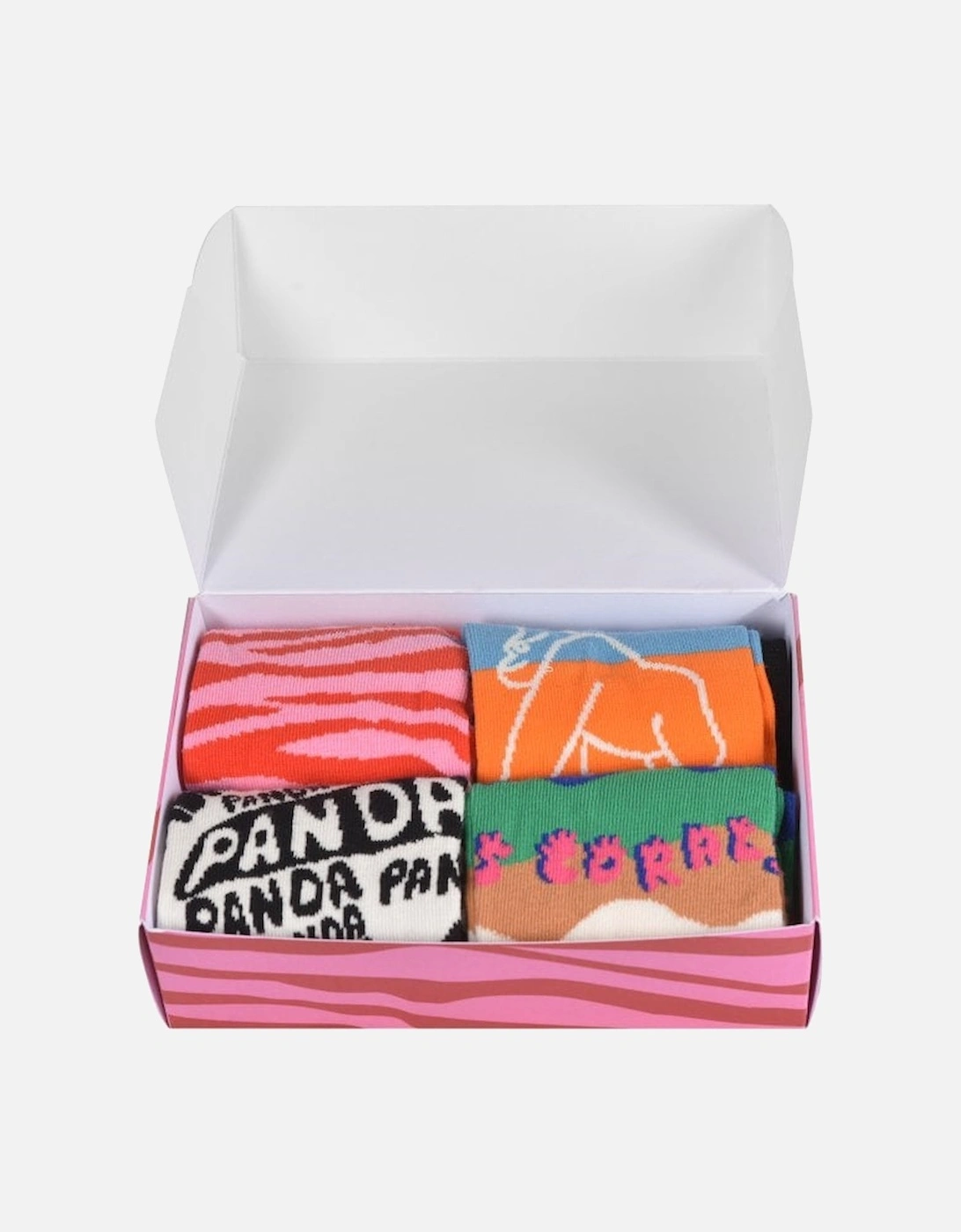 4-Pack WWF Socks Gift Box, White/Pink/Black/multi