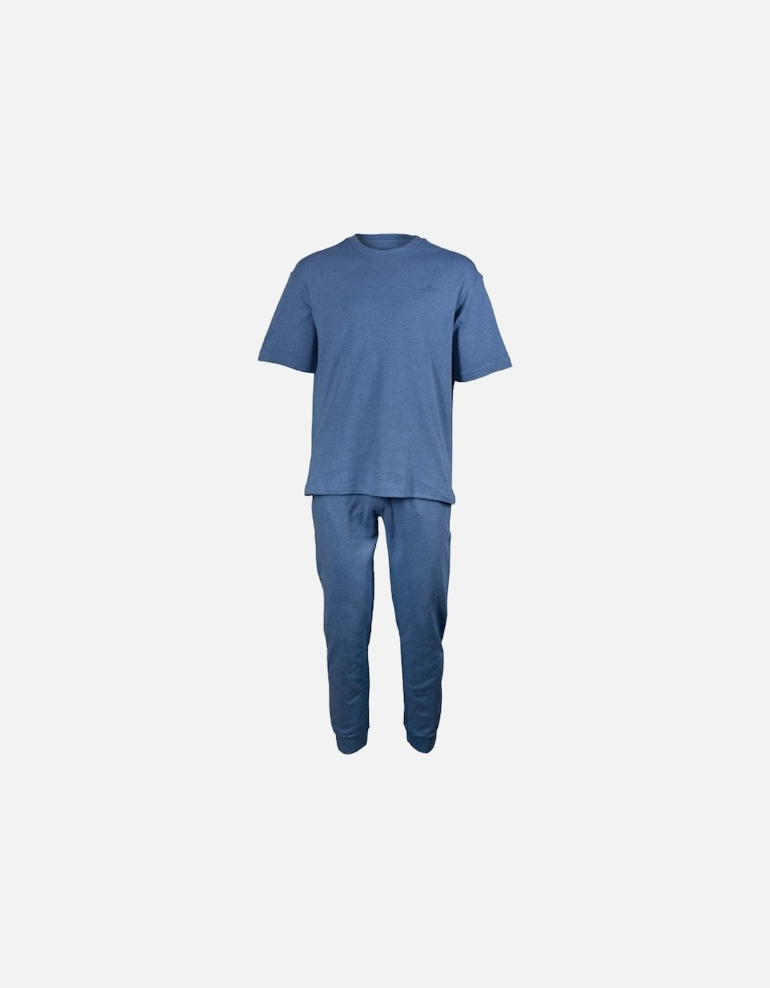 Premium Cotton Loungewear Set, Denim Blue Melange