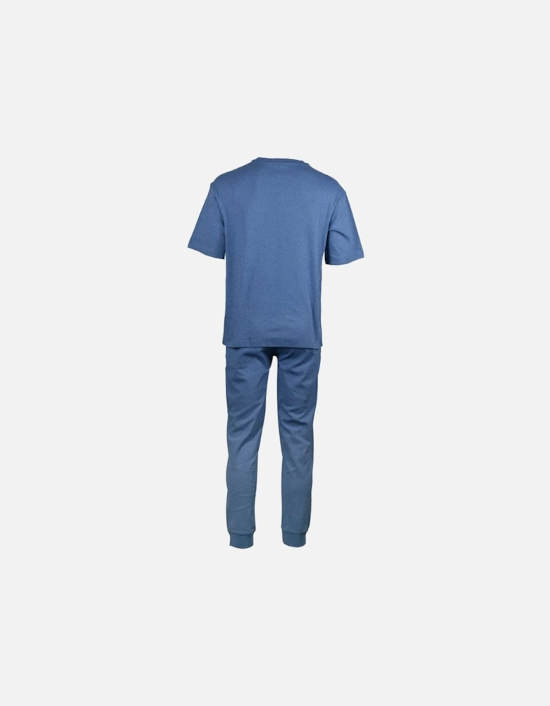 Premium Cotton Loungewear Set, Denim Blue Melange