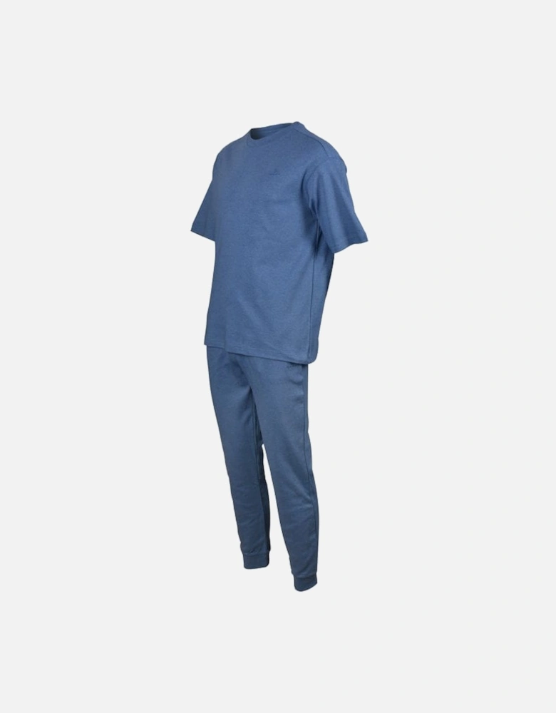 Premium Cotton Loungewear Set, Denim Blue Melange