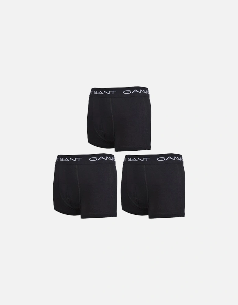 3-Pack Boys Logo Waistband Boxer Trunks, Black