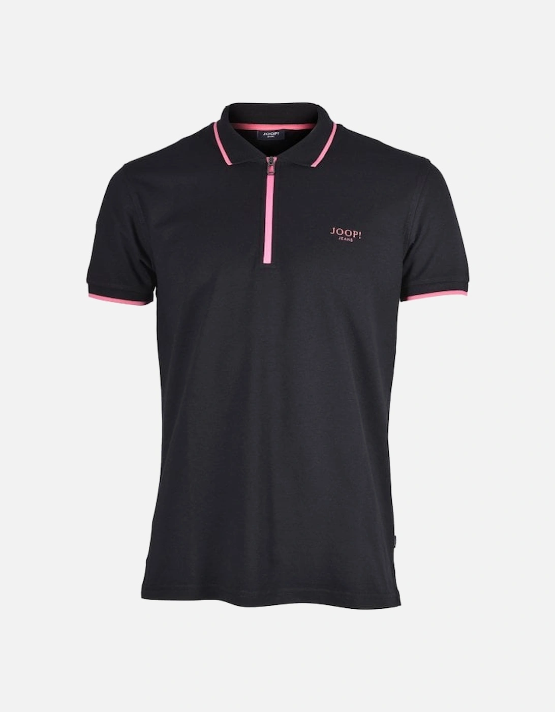 Jeans Qtr Zip Contrast Pique Polo Shirt, Black/pink, 5 of 4