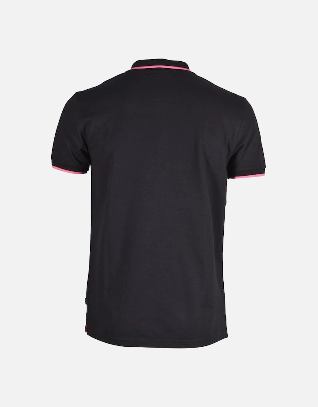 Jeans Qtr Zip Contrast Pique Polo Shirt, Black/pink