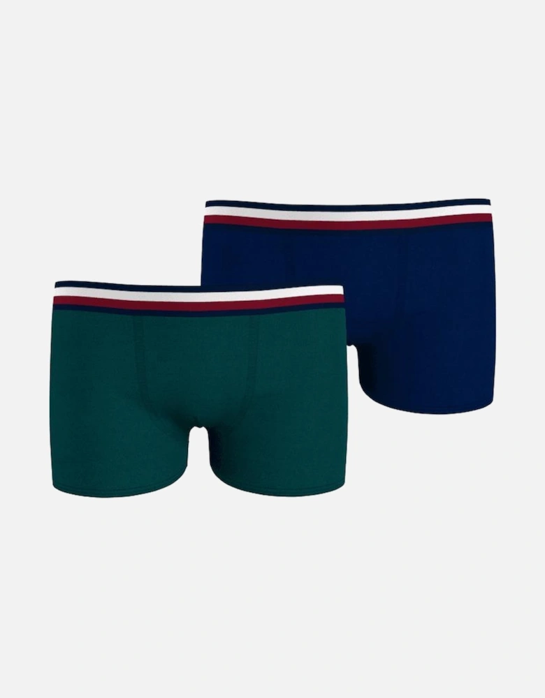 2-Pack Stripe Logo Boys Boxer Trunks, Deep Green / Navy