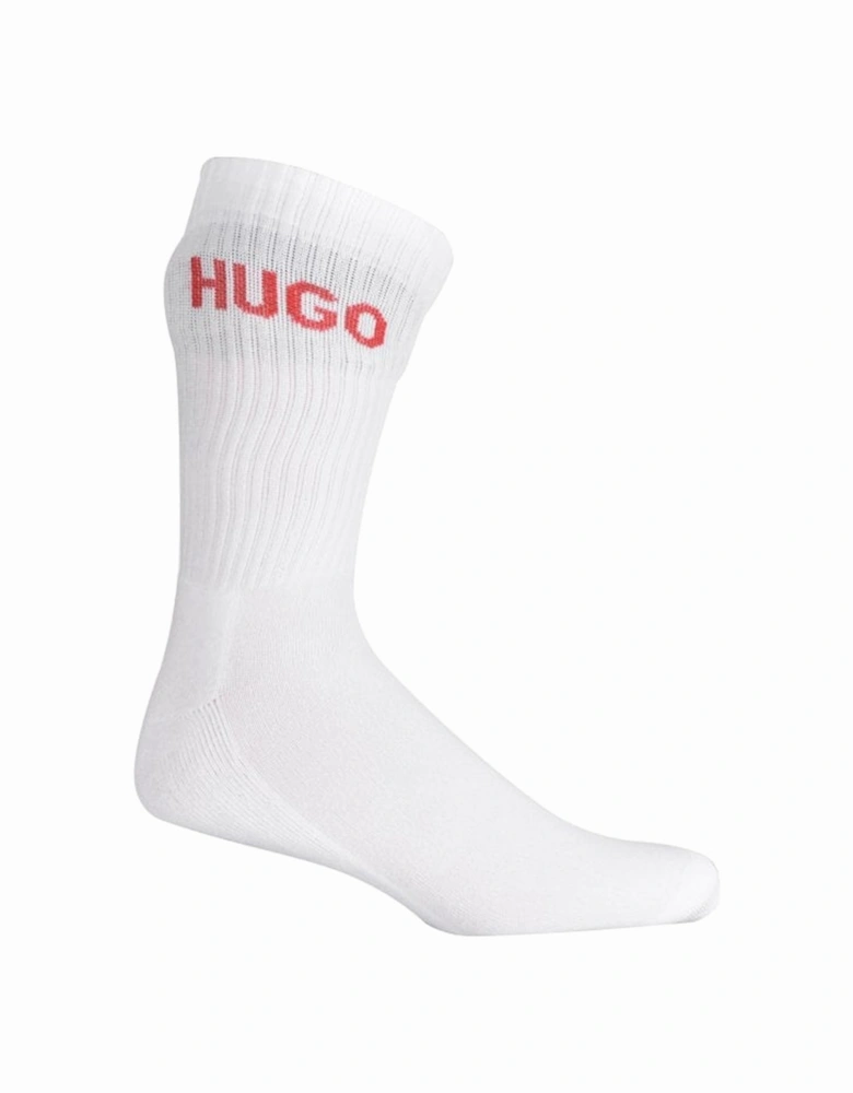 6-Pack Red Logo Sports Socks, White