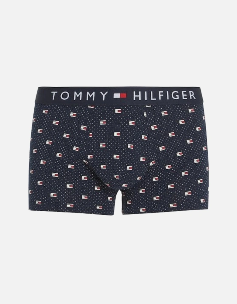 Polka Dot Flag Logo Boxer Trunk, Navy