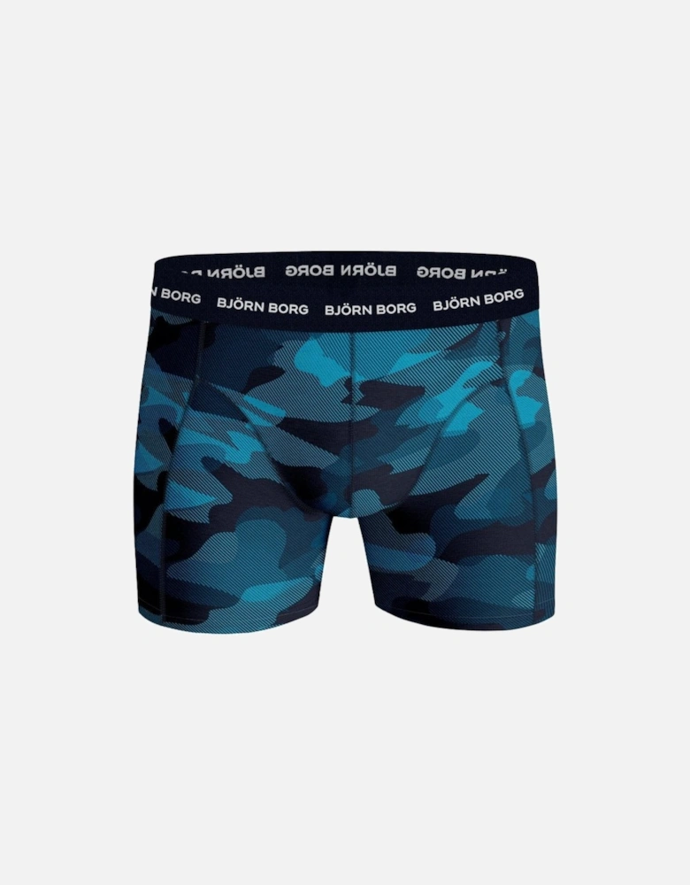 3-Pack Camo & Solid Boxer Trunks, Blue Mix