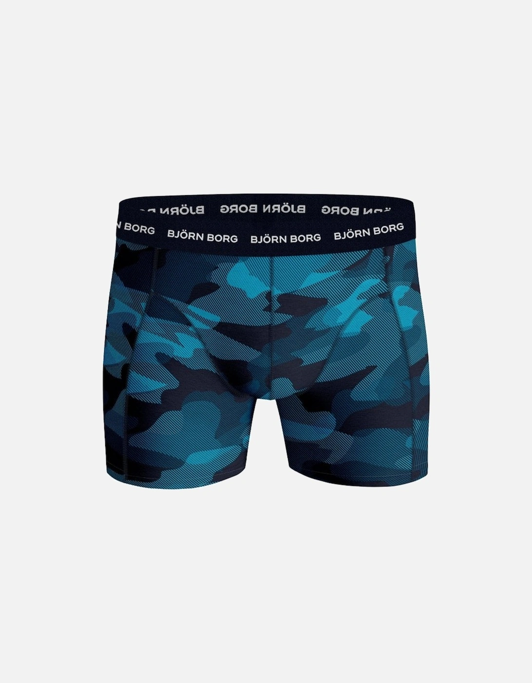 3-Pack Camo & Solid Boxer Trunks, Blue Mix