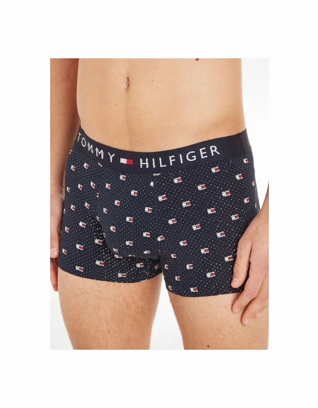 Polka Dot Flag Logo Boxer Trunk, Navy