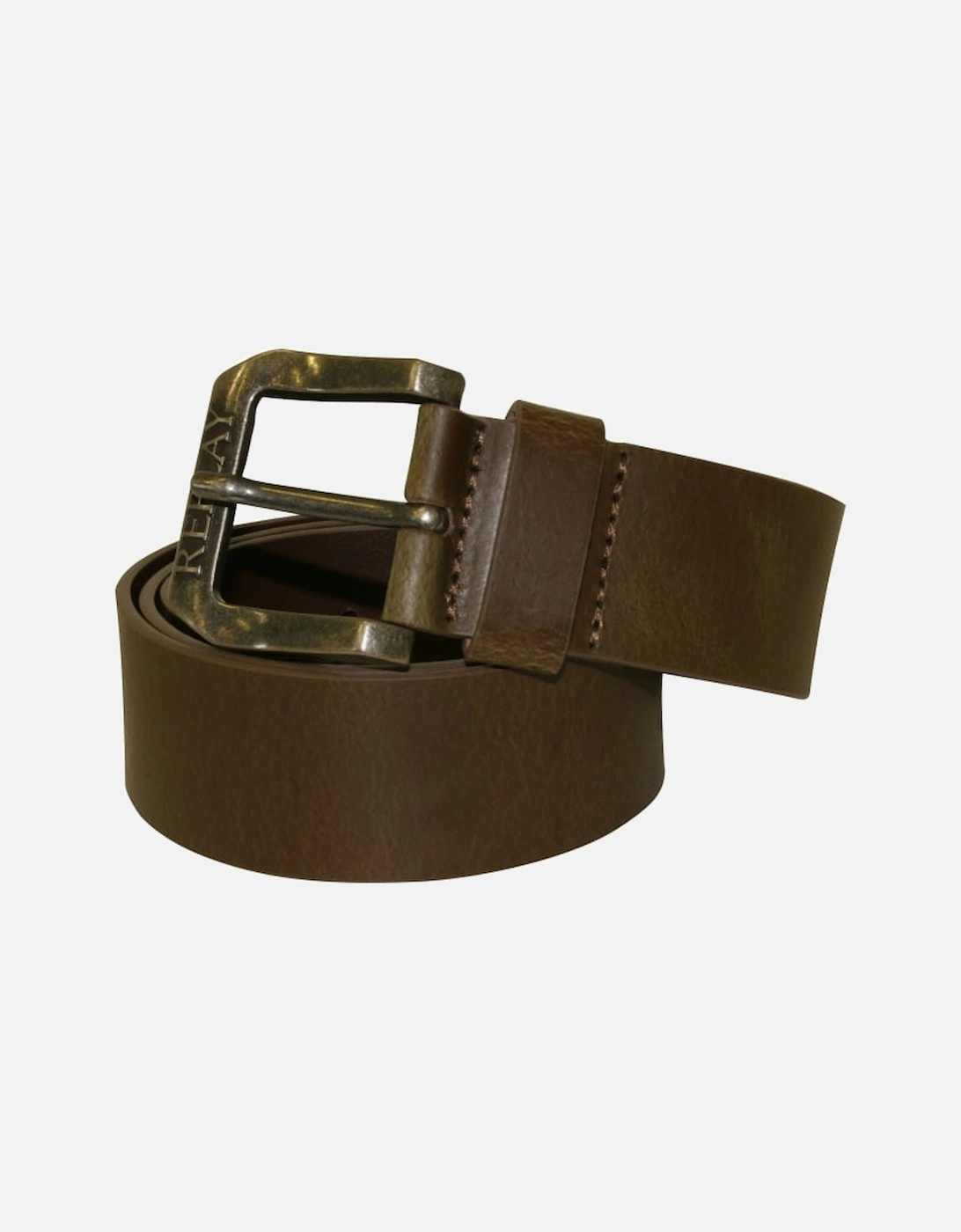 Embossed Buckle Leather Belt, Wood Brown, 3 of 2