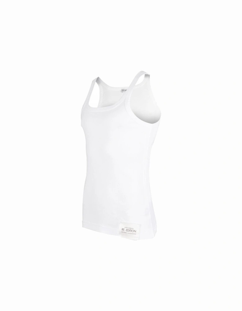 Re-Edition Label Ribbed Tank Top Vest, White