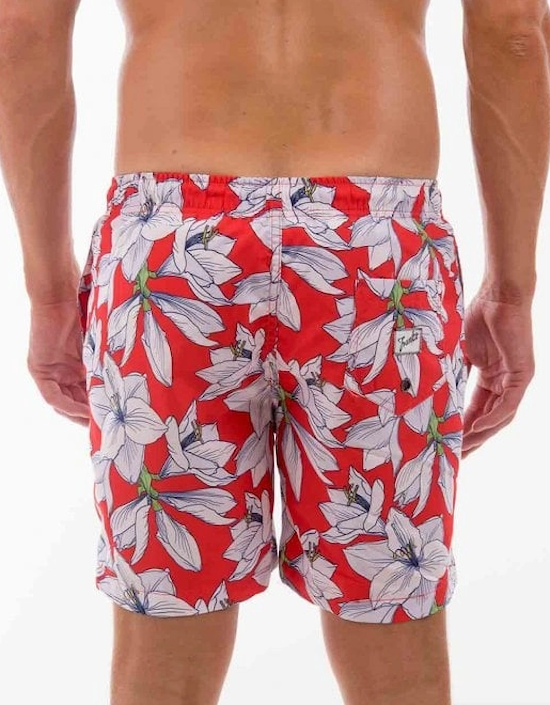 Coolum Fire Floral Print Swim Shorts, Red