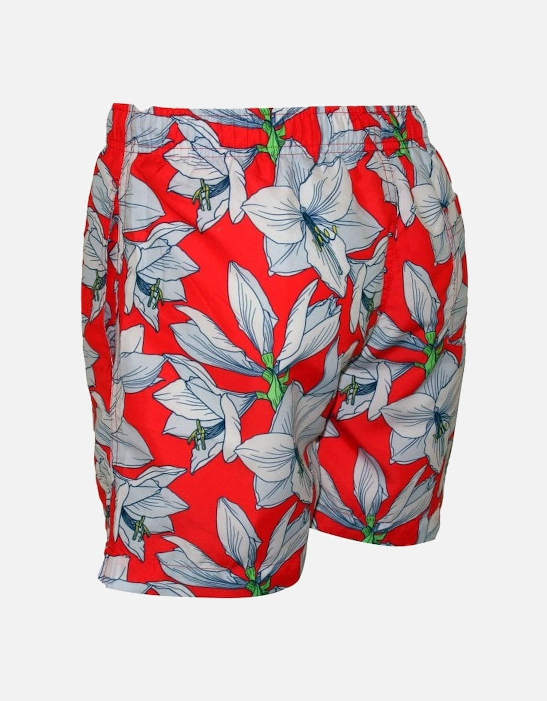 Coolum Fire Floral Print Swim Shorts, Red