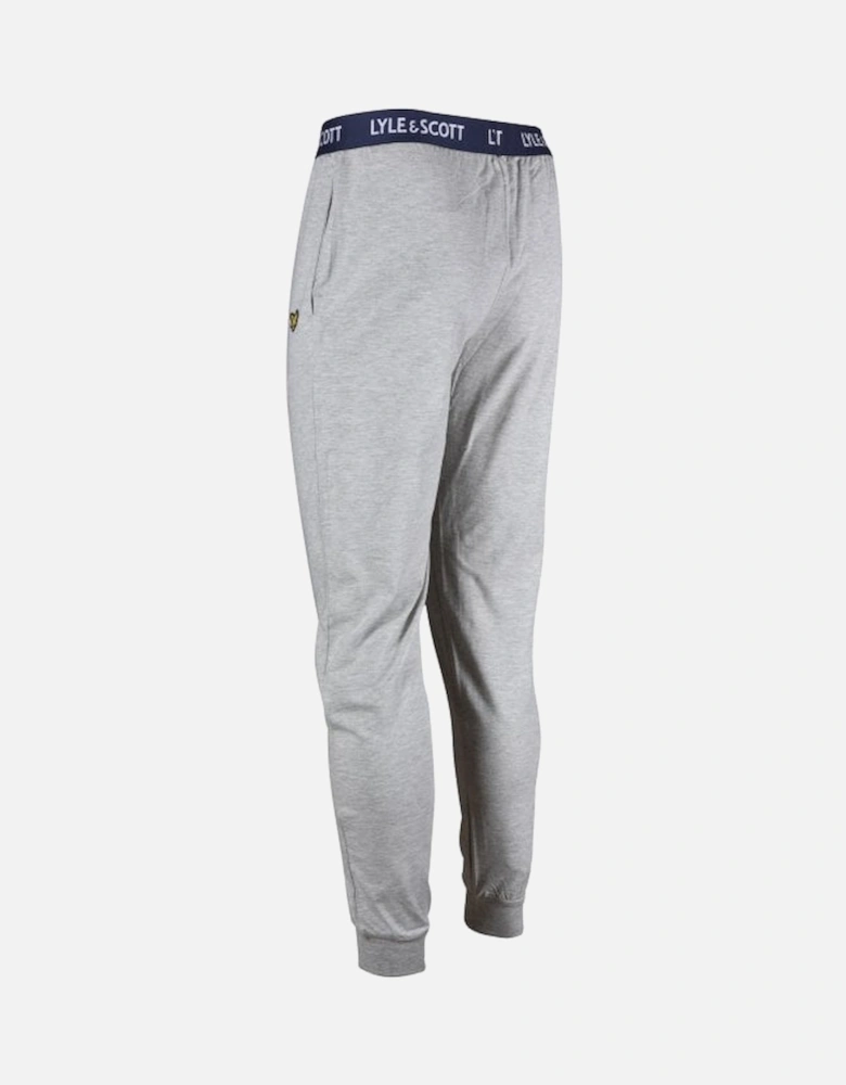 Single Jersey Cuffed Loungewear Jogging Bottoms, Light Grey Marl