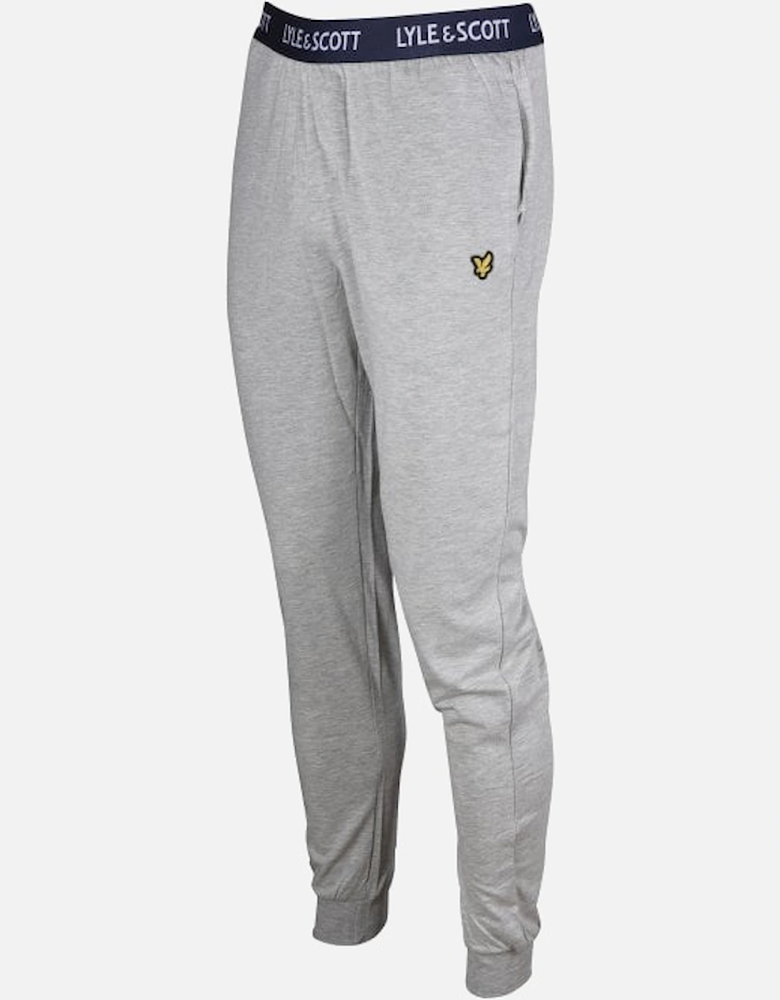 Single Jersey Cuffed Loungewear Jogging Bottoms, Light Grey Marl