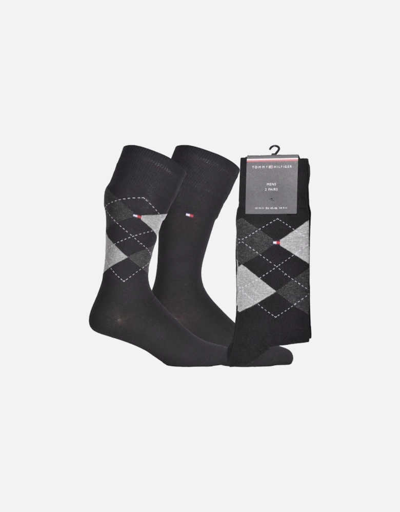 2-Pack Argyle & Solid Socks, Black