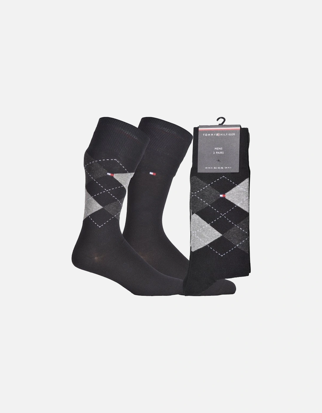 2-Pack Argyle & Solid Socks, Black, 6 of 5