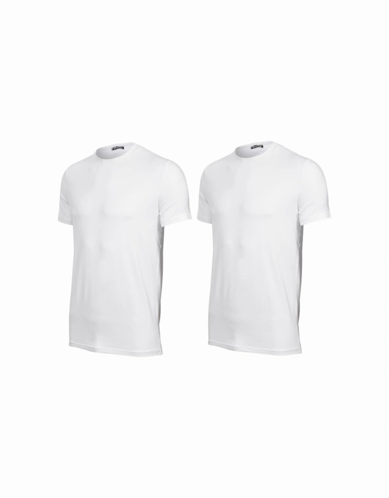 2-Pack Modal Stretch Crew-Neck T-Shirts, White