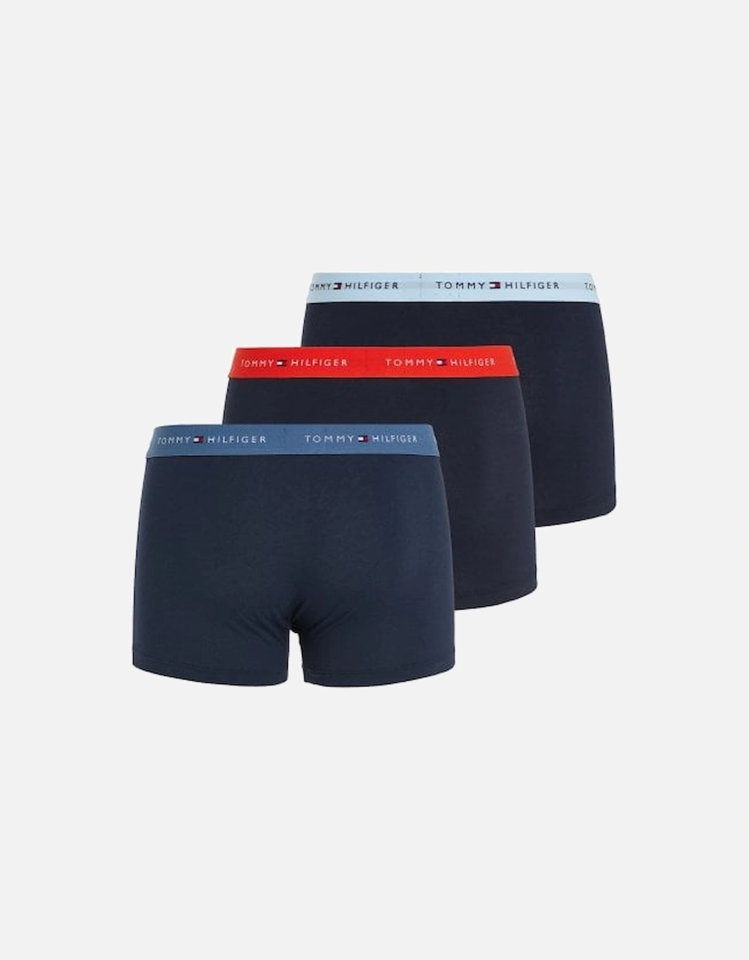 3-Pack Premium Essentials Boxer Trunks, Navy w/ blue/red