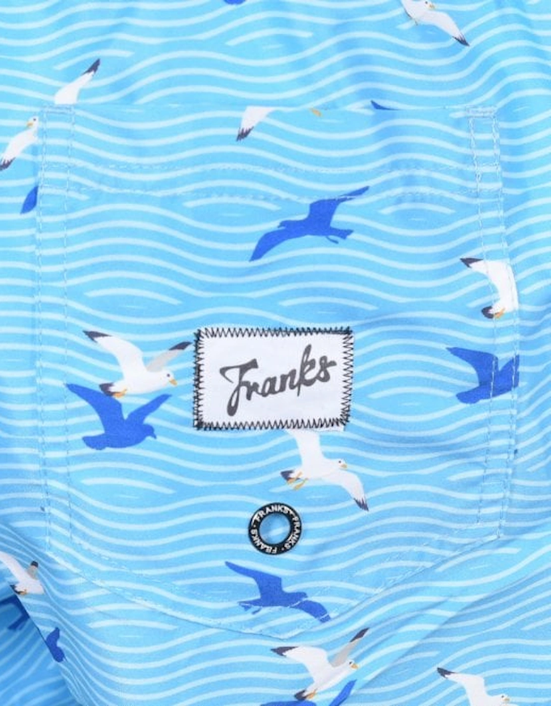 Seagulls Print Swim Shorts, Salty Blues