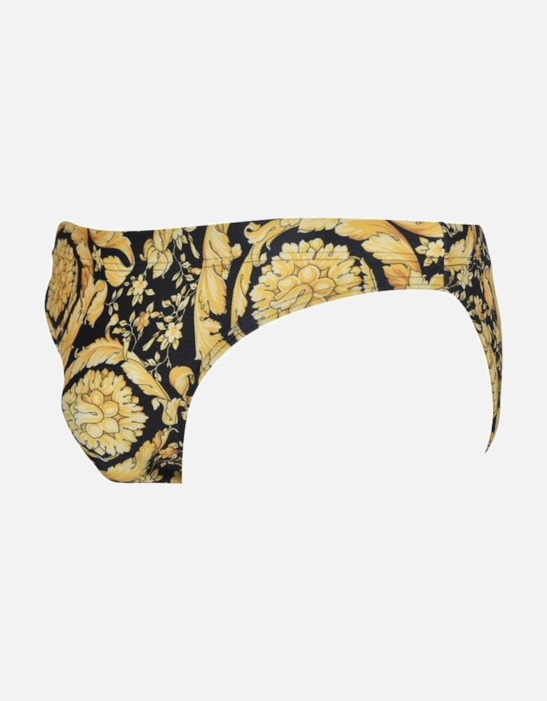 Golden Baroque Luxe Swim Briefs, Black/Gold