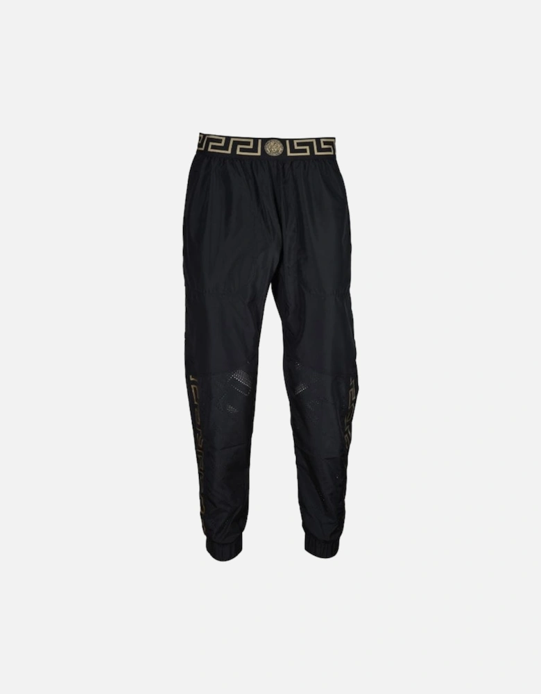 Iconic Logo Tape Technical Gym Jogging Bottoms, Black/gold