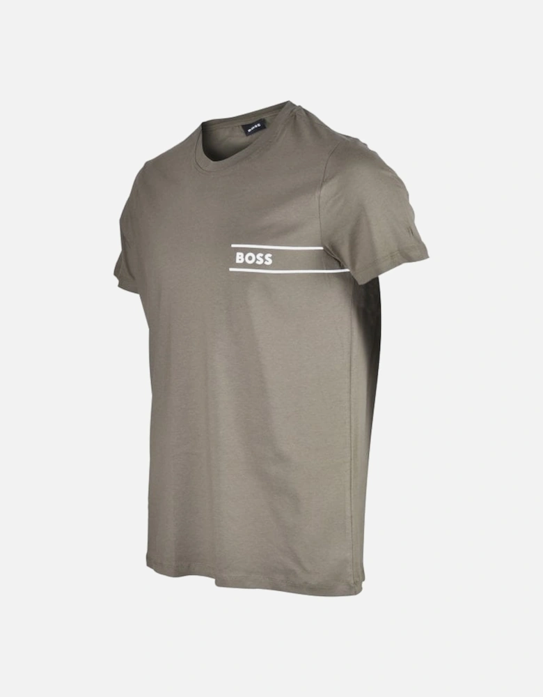 Luxe Cotton 24 Crew-Neck Loungewear T-Shirt, Khaki/white