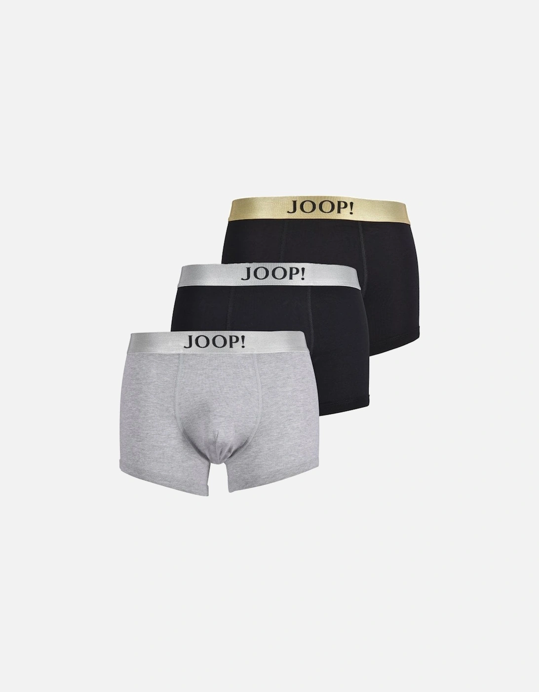 3-Pack Gold & Silver Waistband Boxer Trunks Gift Set, Black/grey, 8 of 7