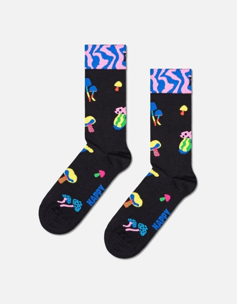 Mushroom Socks, Black/multi