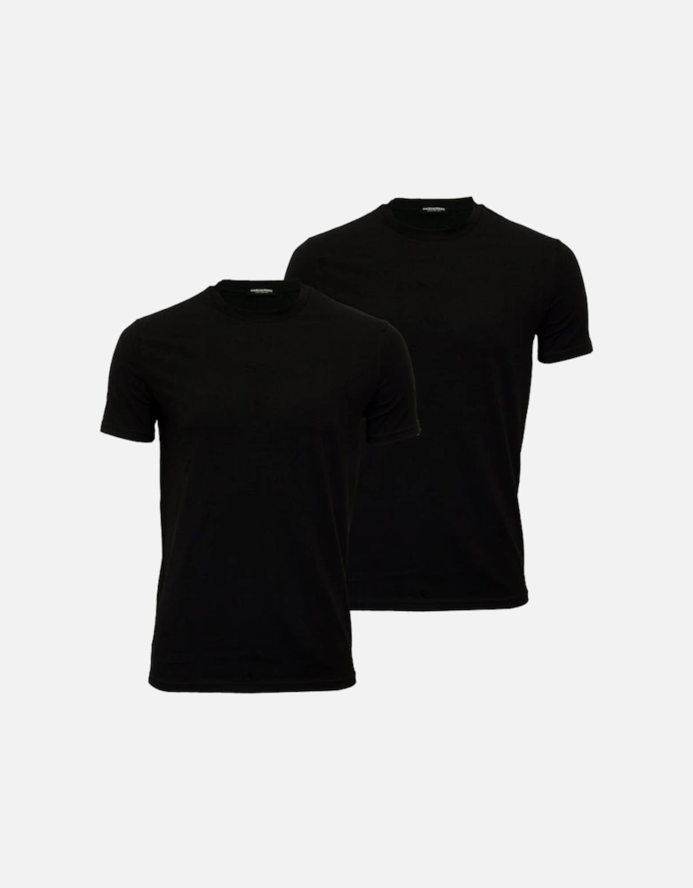 2-Pack Jersey Cotton Stretch Crew-Neck T-Shirts, Black