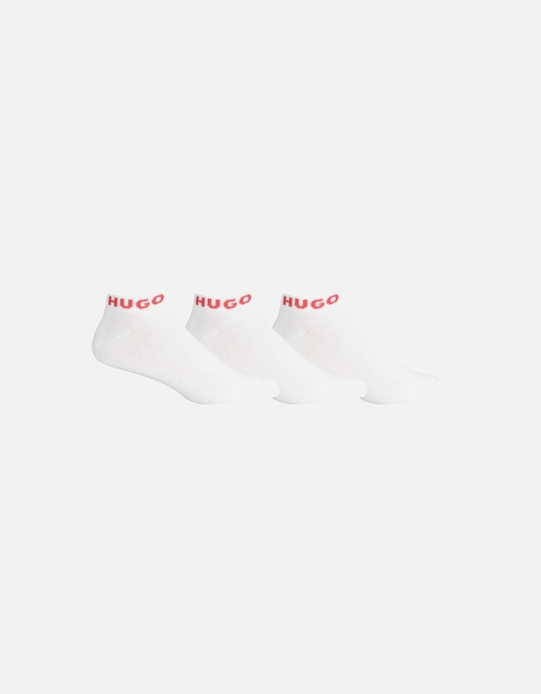 3-Pack Red Logo Trainer Socks, White