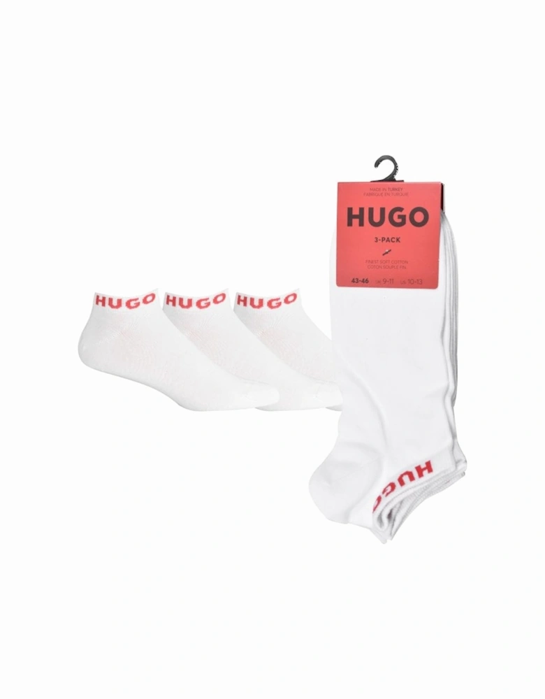 3-Pack Red Logo Trainer Socks, White