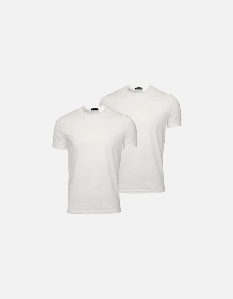 2-Pack Jersey Cotton Stretch Crew-Neck T-Shirts, White