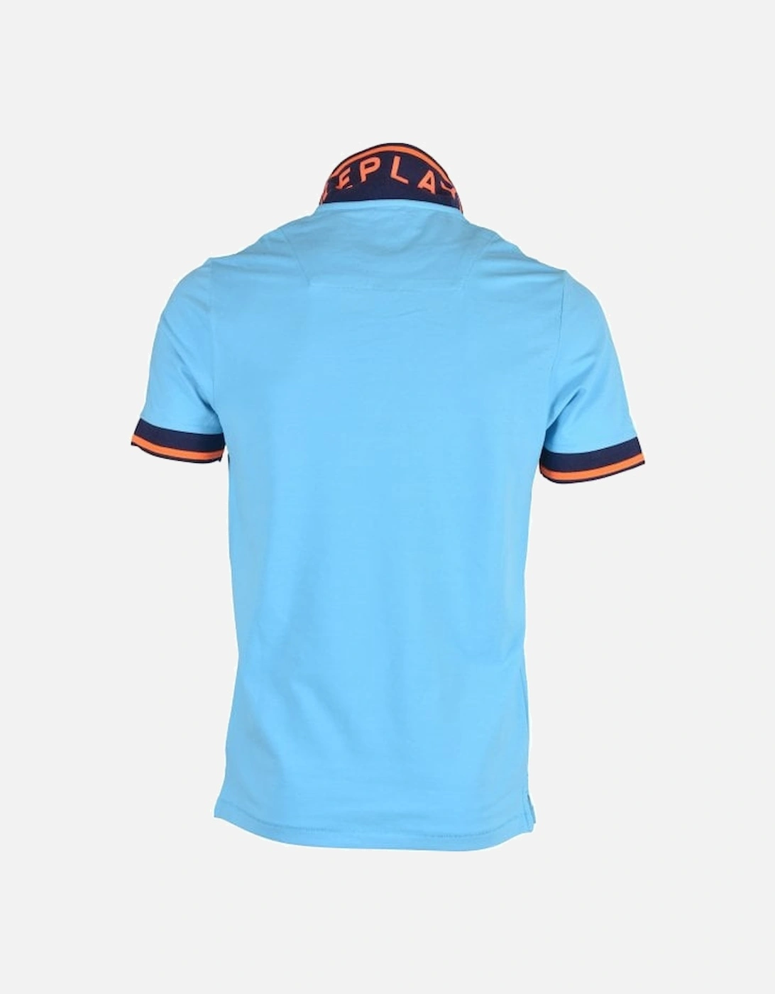 Contrast Collar Stretch Pique Polo Shirt, Azure Blue