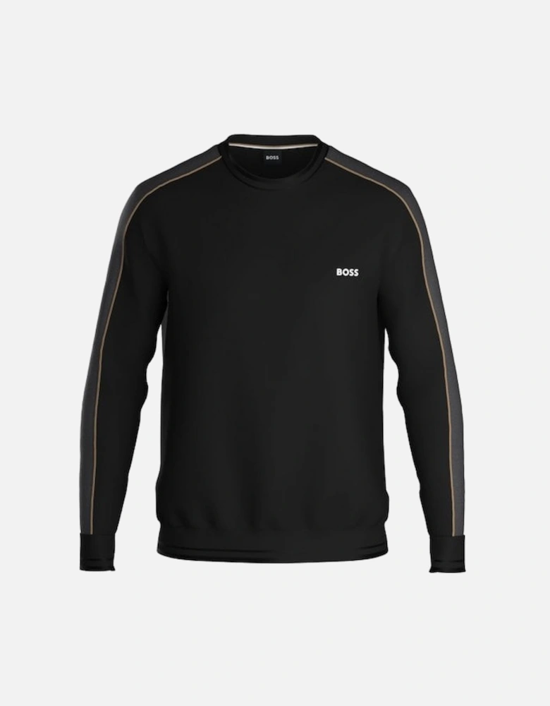 Stripe Luxe Jersey Sweatshirt, Black